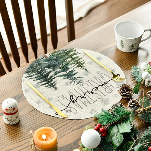 Merry Christmas Pine Tree Round Placemats - Set of 4