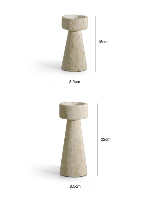 Minimalist Travertine Stone Candlestick Holder - The Finishing Touch Decor