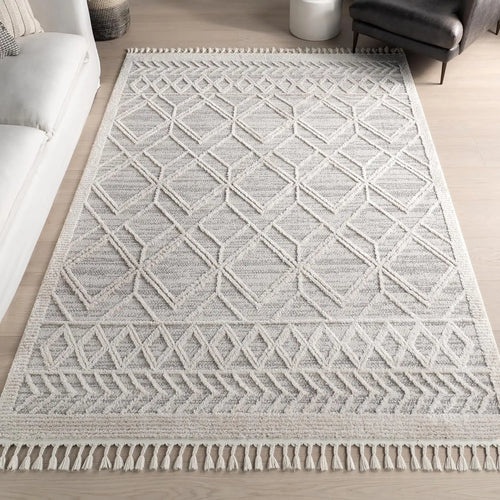 Moroccan Textured Bohemian Tassel Area Rug 9x12ft - The Finishing Touch Decor