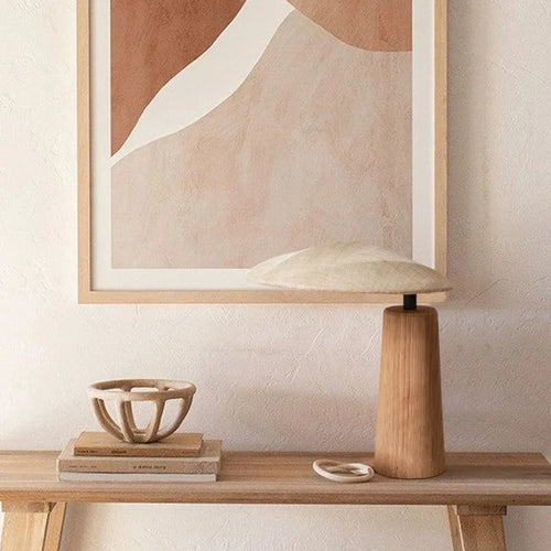 Bamboo Wood Japandi Fabric Art Table Lamp - The Finishing Touch Decor