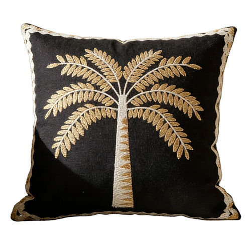 Palm Tree Embroidery Linen Throw Pillow Covers