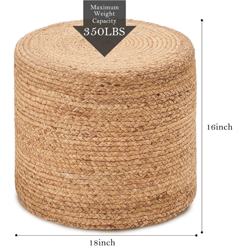 Natural Braided Jute Floor Round Pouf