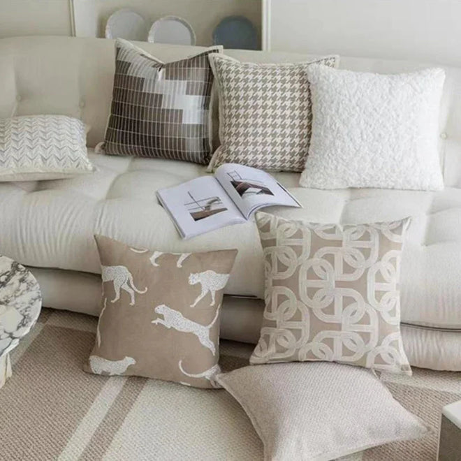 Nordic Light Oatmeal Patterned Throw Pillow Cover - The Finishing Touch Decor