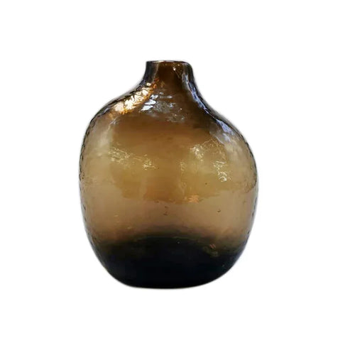 Irregular Small Mouth Hammered Glass Vase - The Finishing Touch Decor