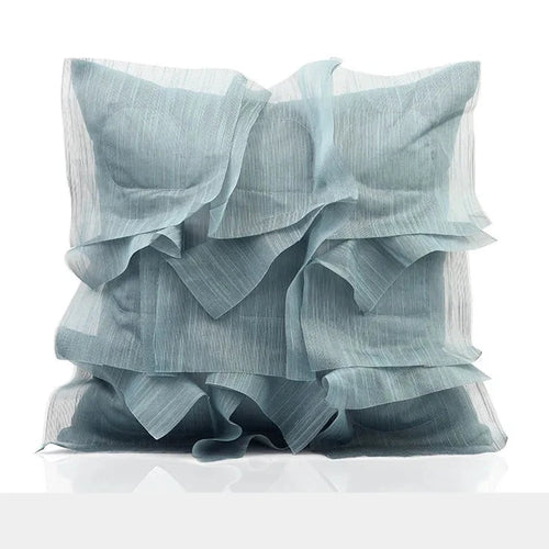 Blue Sheer Tissue Embroidered Handmade Throw Pillow Covers - The Finishing Touch Decor