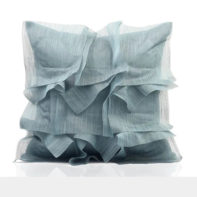 Blue Sheer Tissue Embroidered Handmade Throw Pillow Covers - The Finishing Touch Decor