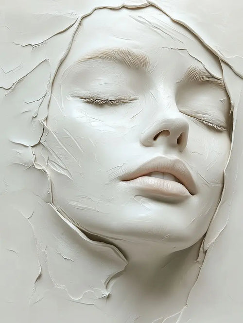 White Painted Female Face Canvas Wall Art Print