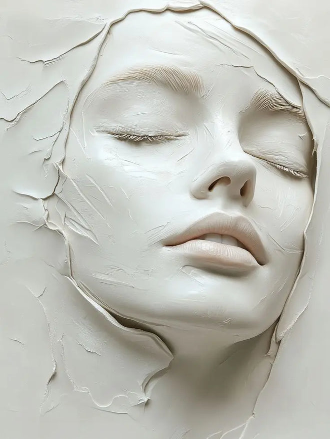 White Painted Female Face Canvas Wall Art Print