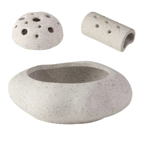Japandi Lotus ceramic seedpod planter set by The Finishing Touch Decor, featuring modern, minimalist white planters with textured surfaces.