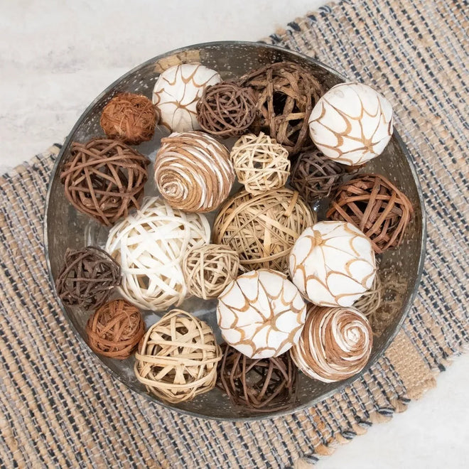 Decorative Rattan Ball Bowl Filler Ornaments - The Finishing Touch Decor