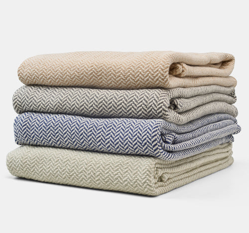 Organic Cotton Herringbone Weave Cotton Blanket - The Finishing Touch Decor