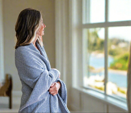 Organic Cotton Herringbone Weave Cotton Blanket - The Finishing Touch Decor