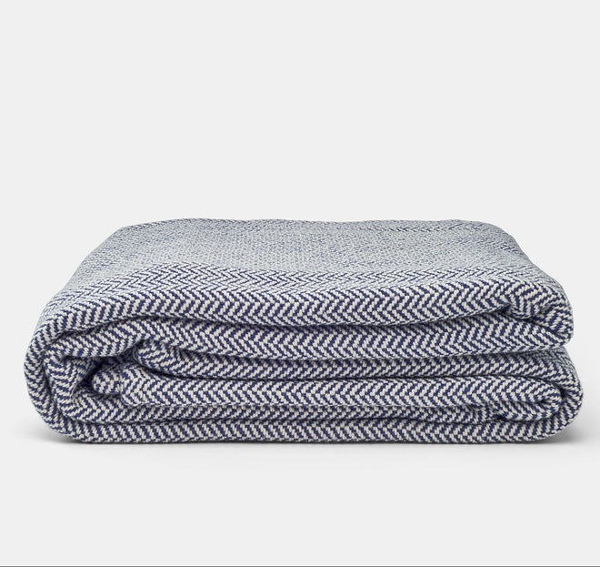 Organic Cotton Herringbone Weave Cotton Blanket - The Finishing Touch Decor
