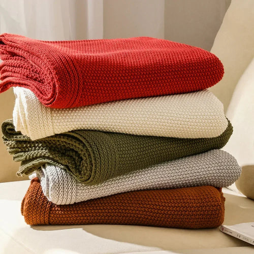 Clean Edge Knit Woolen Throw Blanket
