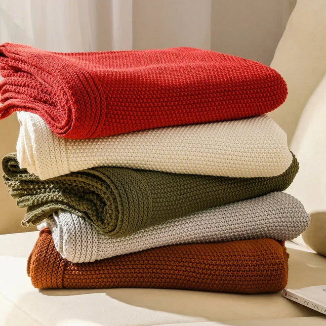 Clean Edge Knit Woolen Throw Blanket