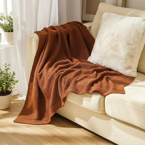 Clean Edge Knit Woolen Throw Blanket
