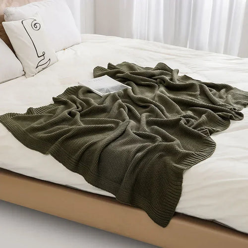 Clean Edge Knit Woolen Throw Blanket