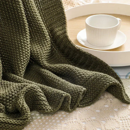 Clean Edge Knit Woolen Throw Blanket