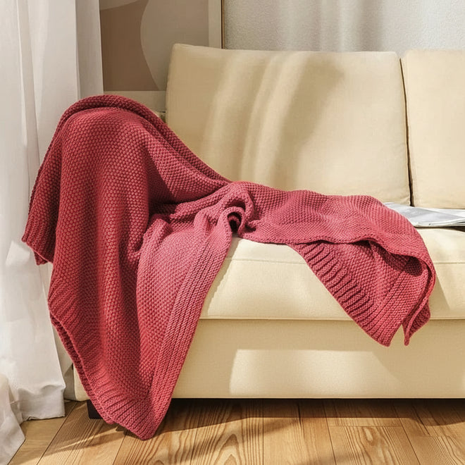 Clean Edge Knit Woolen Throw Blanket