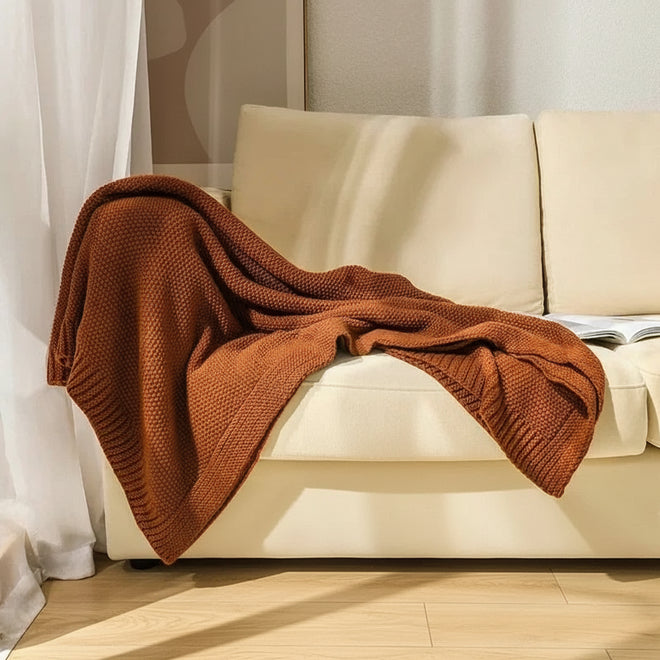 Clean Edge Knit Woolen Throw Blanket
