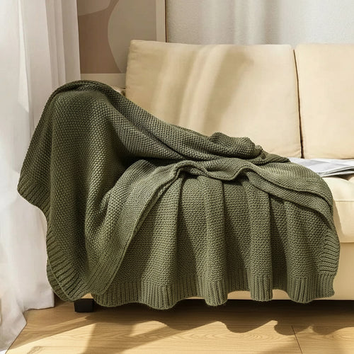 Clean Edge Knit Woolen Throw Blanket