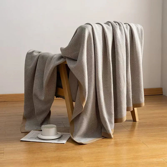 Herringbone Pattern Clean Edged Luxury Throw Blanket