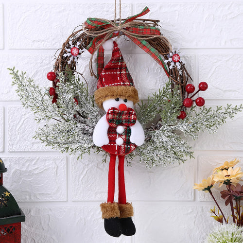 Indoor/Outdoor Snowman Artificial Branch Wreath