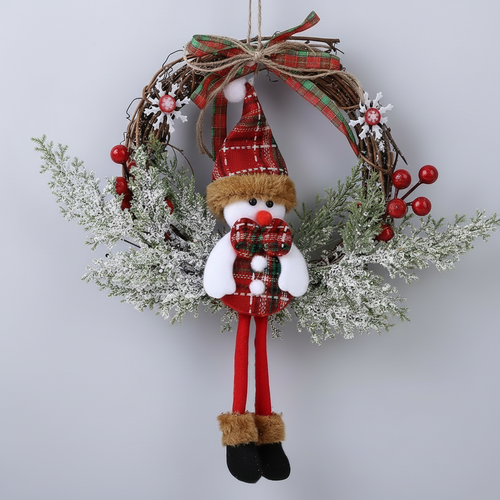 Indoor/Outdoor Snowman Artificial Branch Wreath