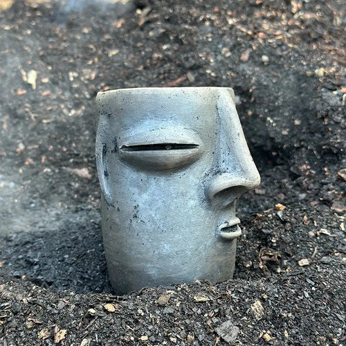 Oaxacan Tribal Face Glass Cup or Planter Vase