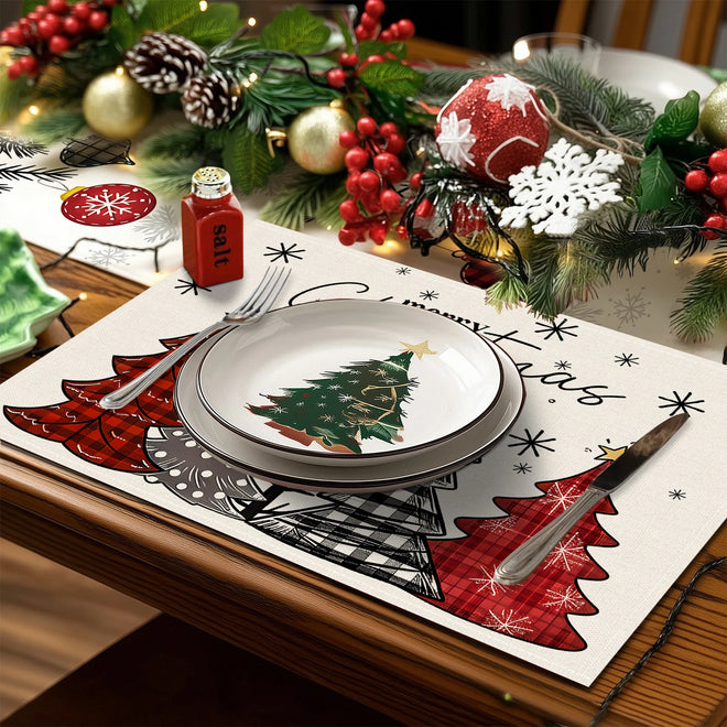 Assorted Pattern Christmas Placemats - Set of 4