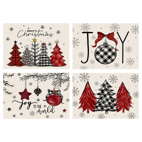 Assorted Pattern Christmas Placemats - Set of 4