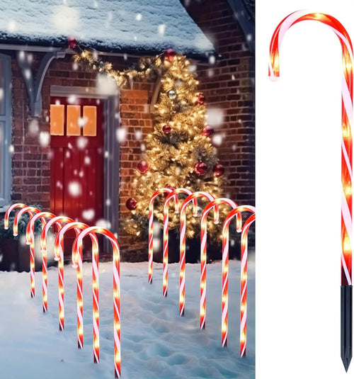 Candy Cane Outdoor Pathway Stake Lights (12 pcs)