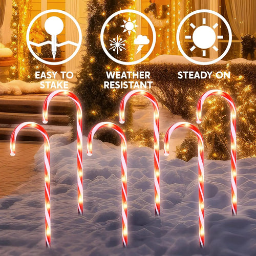 Candy Cane Outdoor Pathway Stake Lights (12 pcs)