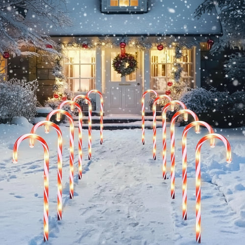 Candy Cane Outdoor Pathway Stake Lights (12 pcs)