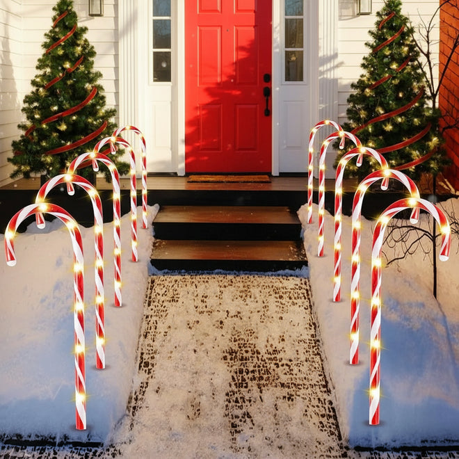Candy Cane Outdoor Pathway Stake Lights (12 pcs)