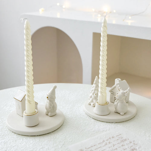 Cartoon Christmas Ceramic Taper Candle Holder