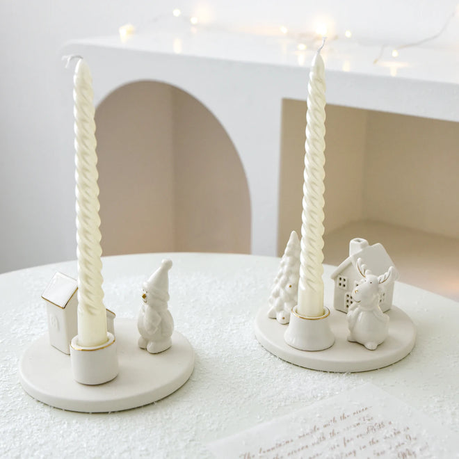 Cartoon Christmas Ceramic Taper Candle Holder