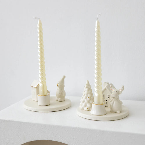 Cartoon Christmas Ceramic Taper Candle Holder