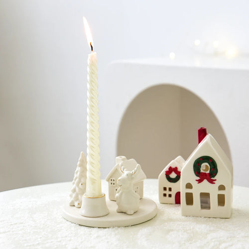 Cartoon Christmas Ceramic Taper Candle Holder