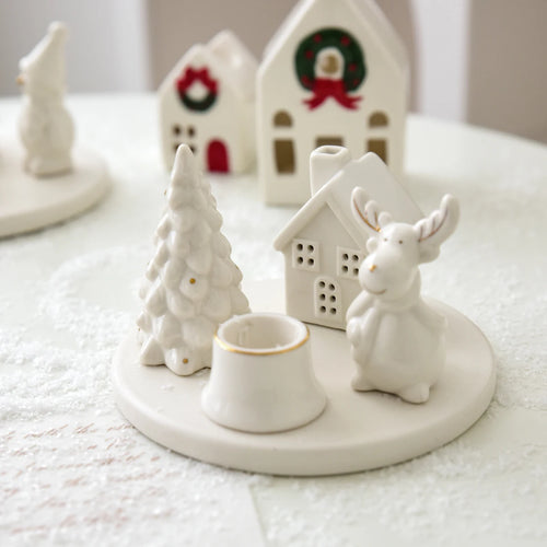 Cartoon Christmas Ceramic Taper Candle Holder