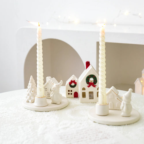 Cartoon Christmas Ceramic Taper Candle Holder