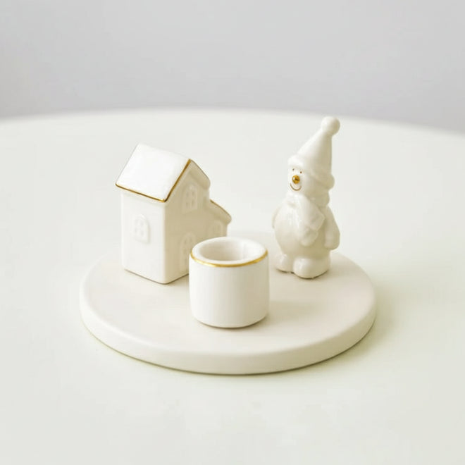 Cartoon Christmas Ceramic Taper Candle Holder