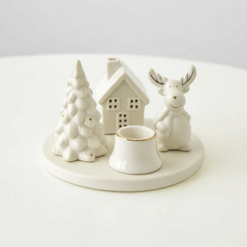Cartoon Christmas Ceramic Taper Candle Holder