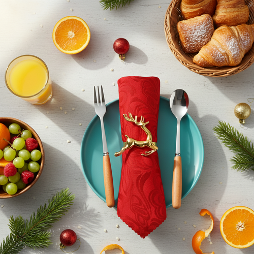 Gold Metal Reindeer Cloth Napkin Rings