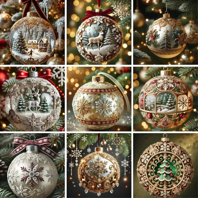 Intricate Fairy Tale Flat Christmas Tree Holiday Ornaments