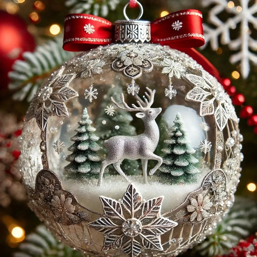 Intricate Fairy Tale Flat Christmas Tree Holiday Ornaments