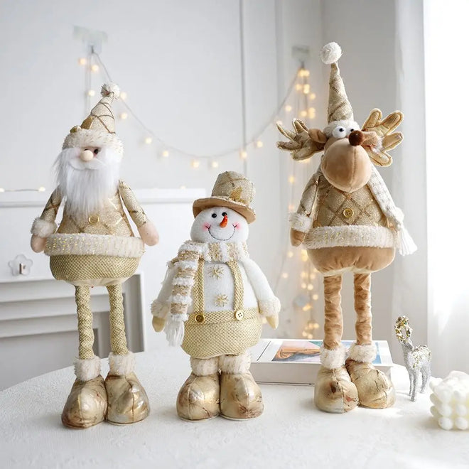 Large Gold Accent Plush Christmas Doll Ornaments