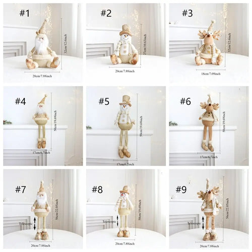 Large Gold Accent Plush Christmas Doll Ornaments