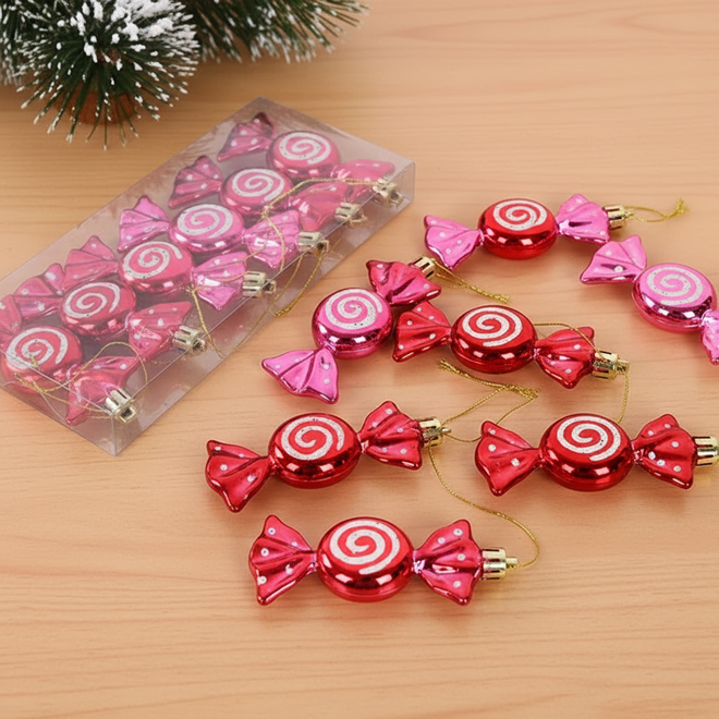 Metallic Candy Christmas Tree Ornaments - 6pcs