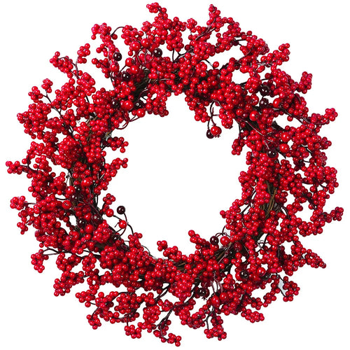 Red Artificial Holly Berry Holiday Wreath